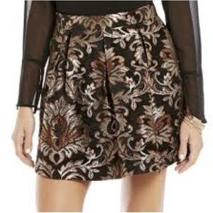 Gianni Bini Lordice Jacquard Mini A-lined Metallic Printed Skirt